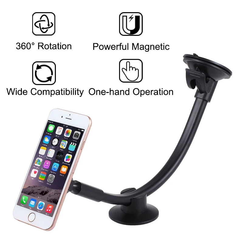 universal magnetic phone holder car long arm windshield dashboard magnet car holder mount dock for phone mobile stand for iphone free global shipping
