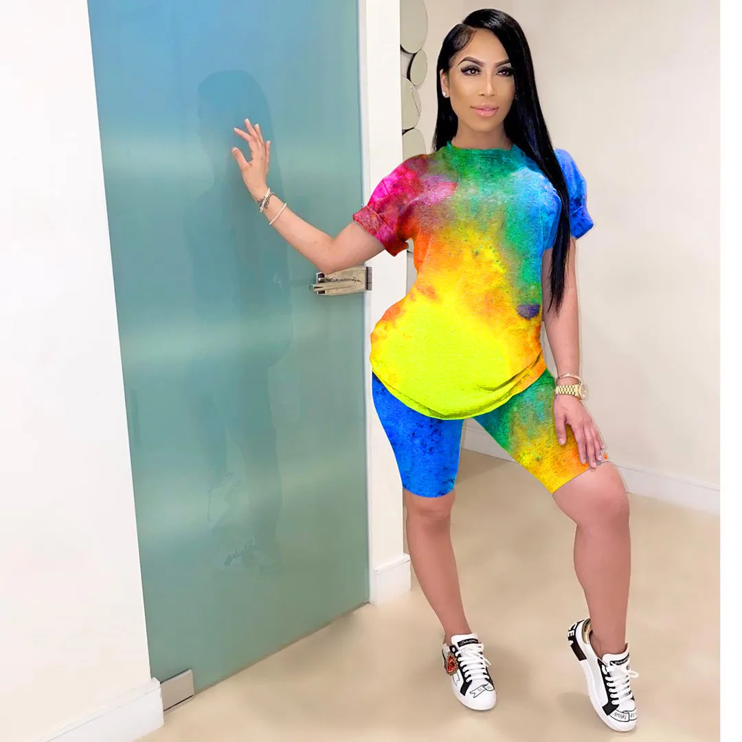 Женский Повседневный костюм с принтом комплект из 2 предметов укороченный топ и