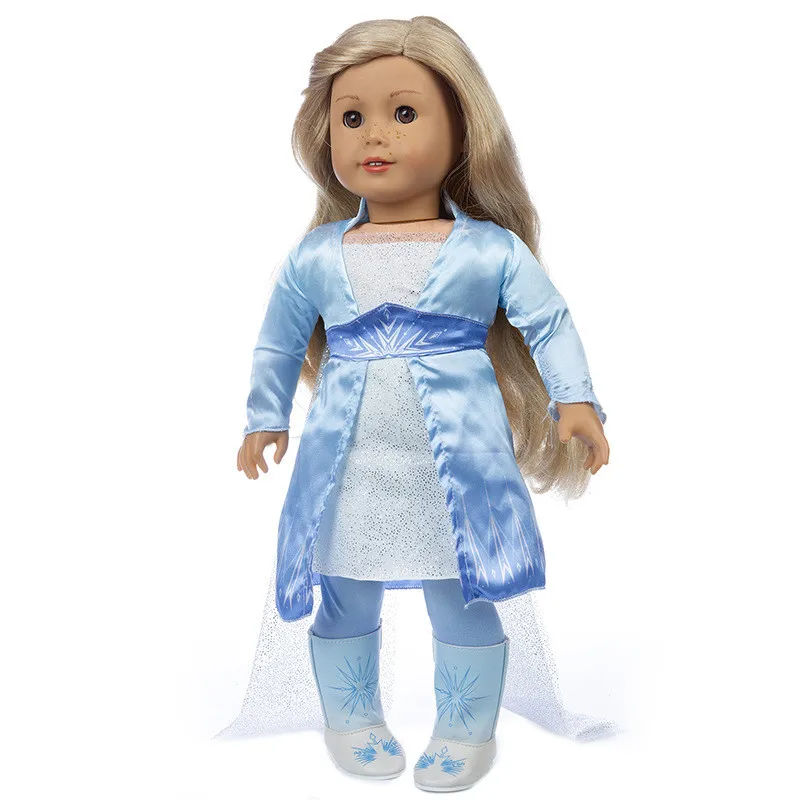 

Fit 18 inch 43cm Doll Clothes Accessories American op Girl Blue And White Princess Dress For Baby Birthday Gift