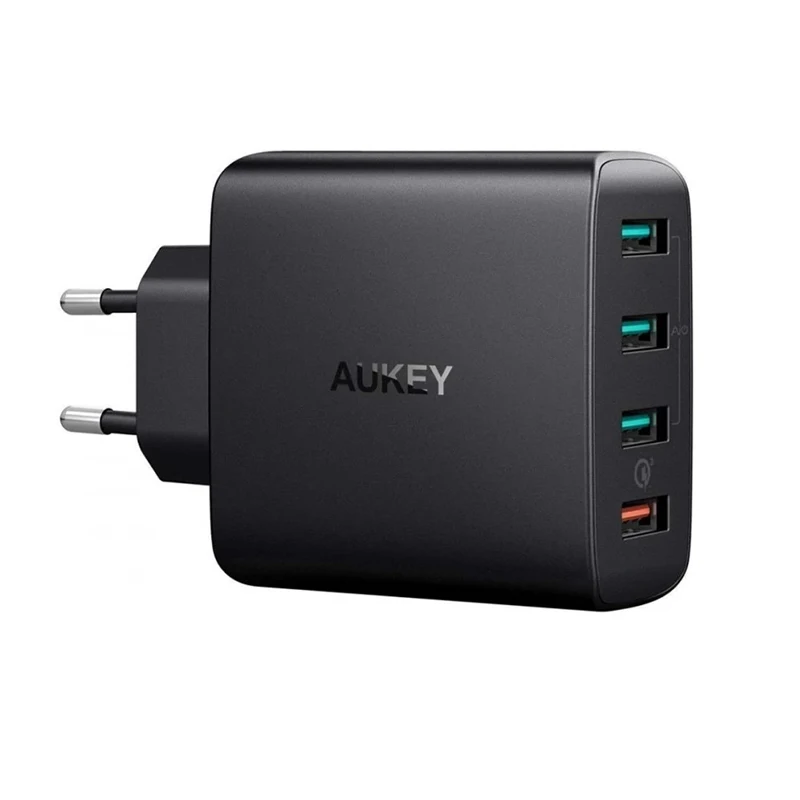 Оригинальное Сетевое зарядное устройство Aukey с европейской вилкой 4-портовое для