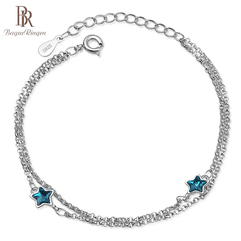 Женский двойной браслет цепочка Bague Ringen ювелирное изделие из серебра 925 пробы со