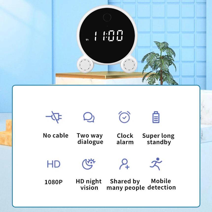 Мини-камера видеонаблюдения Tuya HD1080P с функцией ночной съемки Wi-Fi и датчиком