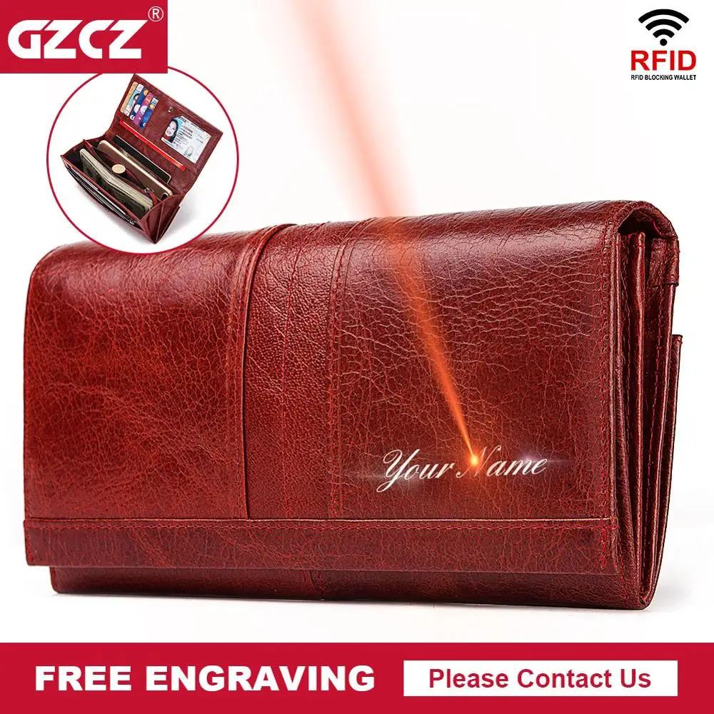GZCZ Rfid Модный женский кошелек Дамский кожаный кошелек для монет держатель для карт женские кошельки высокого качества клатч роскошный бренд сумка для денег