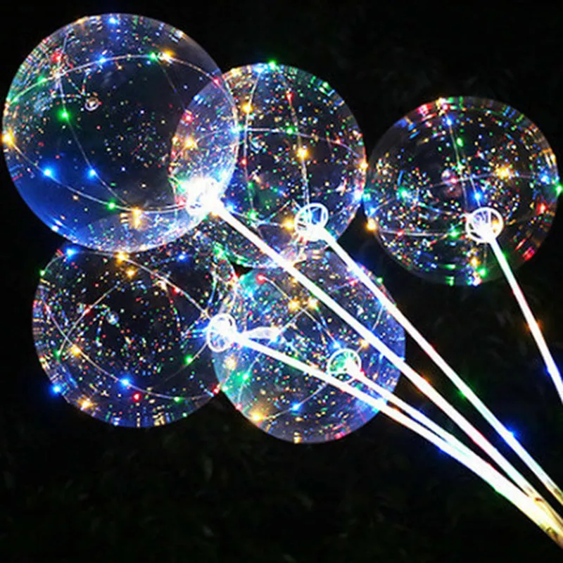 

Griff Led Ballon Mit Sticks Leucht Transparent Helium Bobo Ballons Hochzeit Geburtstag Party Dekorationen Kid LED Licht Ballon