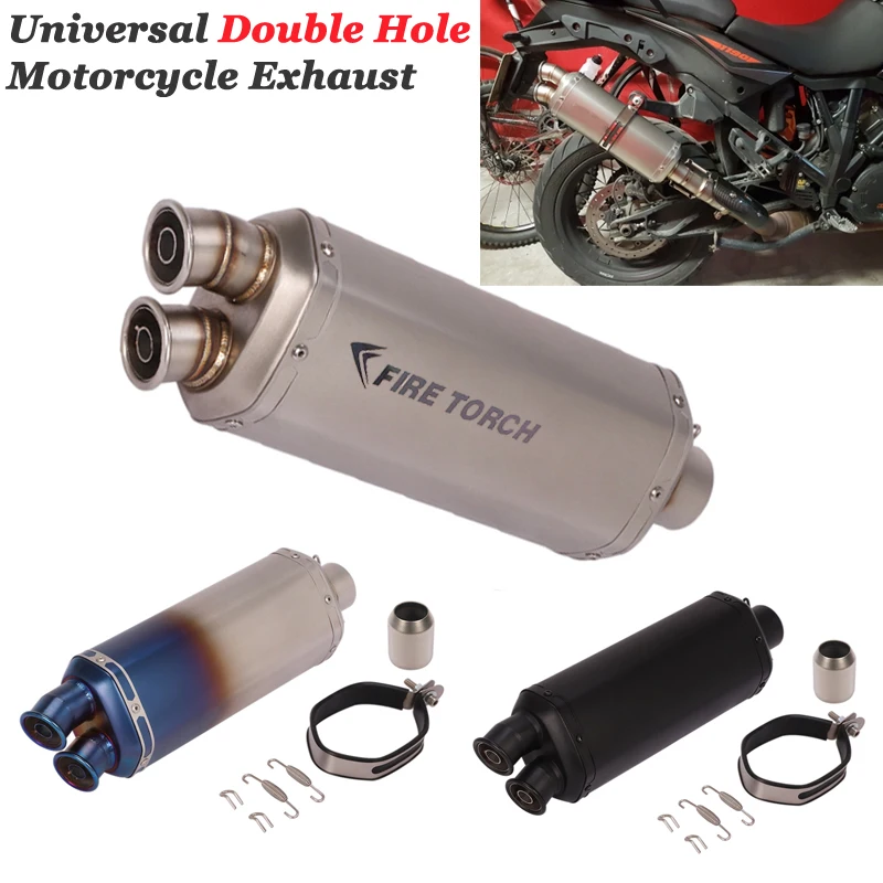 

Universal Motorcycle HP Exhaust Pipe Escape Double Hole Silencer Modify Muffler DB Killer For R3 PCX125 CB500X ER6N ATV DUKE 390