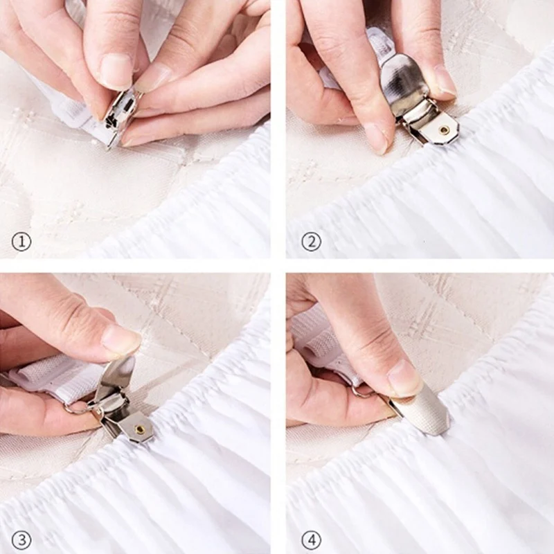 

2pcs Crisscross Adjustable Bed Fitted Sheet Straps Suspenders Gripper Holder Fastener Clips Clippers Kit Elastic Bed Sheet Clip