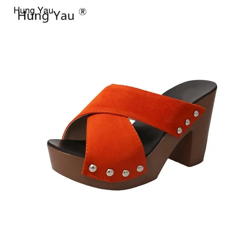 

Gladiator Sandals Platform Women Wedge Shoes Summer High Heels Creepers Trifle High Flip Rivet PU Flops Casual Shoes Size 35-40