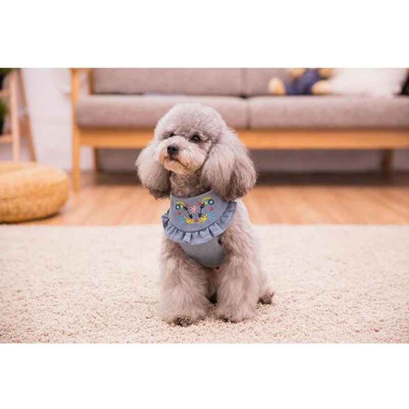 Dog Harness Vest Pet Puppy Leash Walking Traction Rope Jeans For Small Denim Pets Outdoors Accessories | Дом и сад