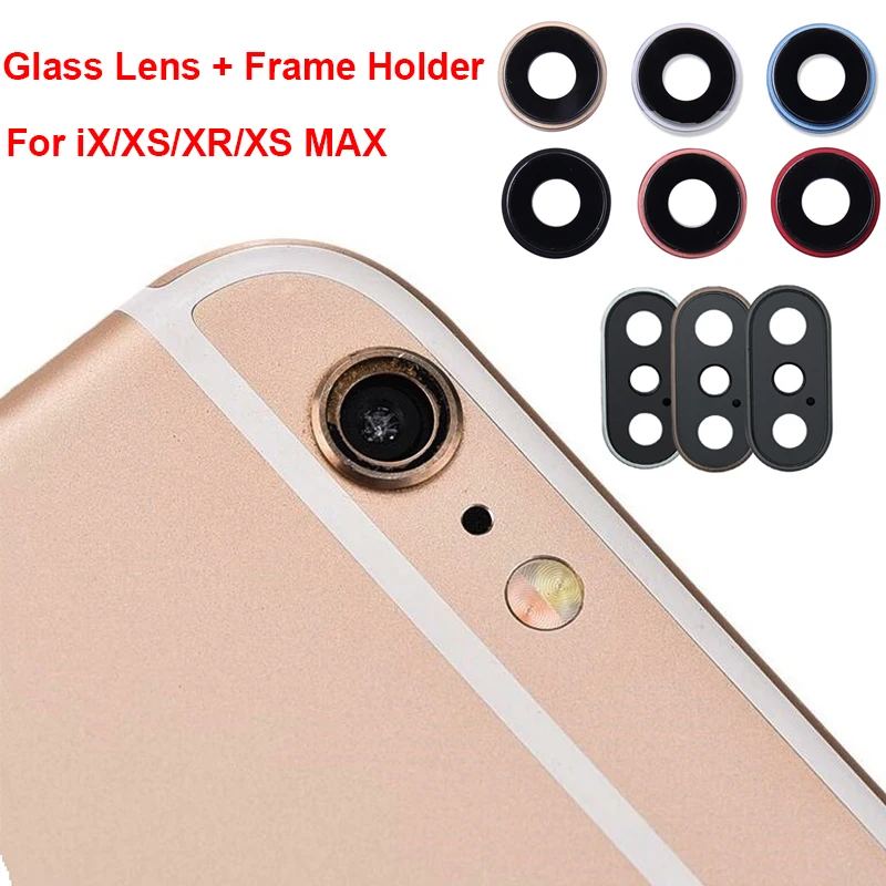 

Rear Camera Glass Lens Ring Cover Frame Holder For iPhone X XS XR XS MAX Back Main Camera Glass Lens + Frame Repair Parts