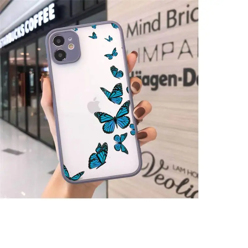 

butterfly Phone Case matte transparent For gray iPhone 7 8 x xs xr 11 12 pro plus max mini Funda Clear