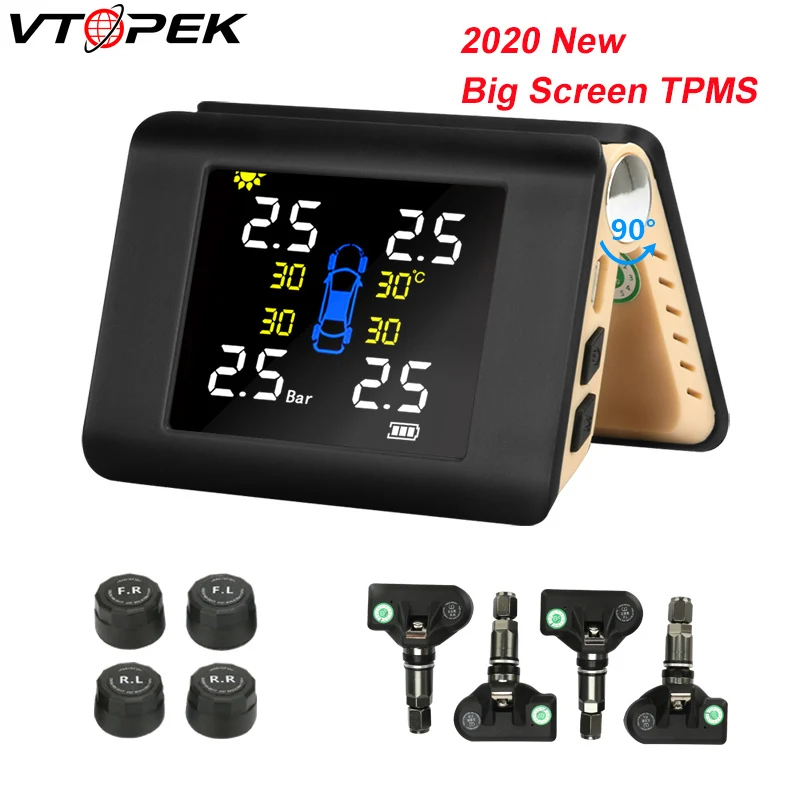 Беспроводная Автомобильная сигнализация Vtopek с солнечной зарядкой TPMS 4