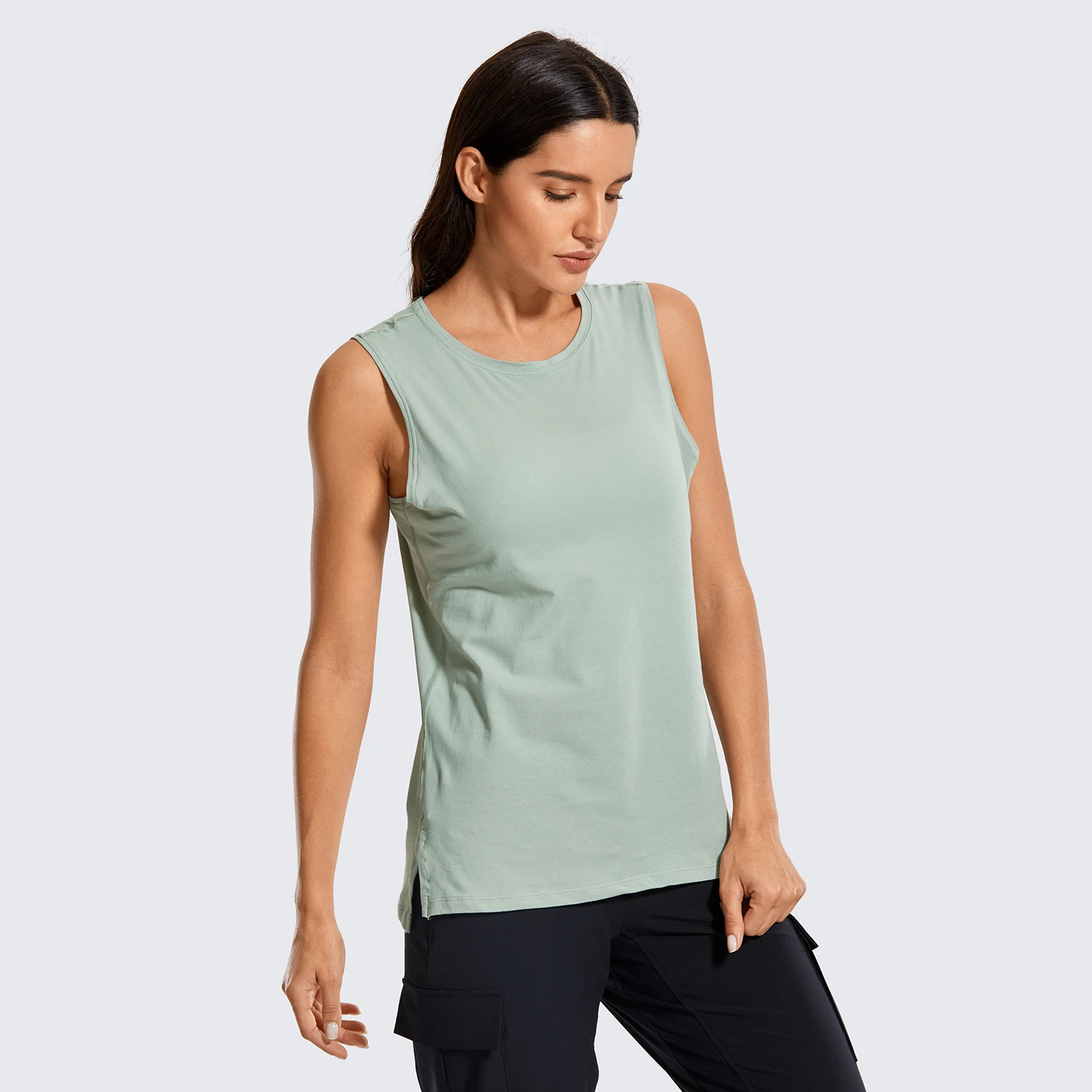 Распродажа SYROKAN Женская хлопковая майка Пима без рукавов свободный крой для