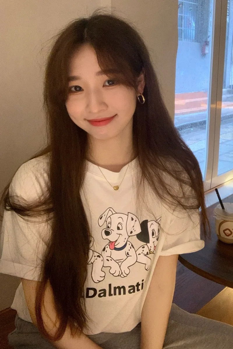 

Korean Version Of Ins Fun Cartoon Dog Print Short-sleeved T-shirt Female Summer Loose Wild Half-sleeved Tee Shirt 2021 Hot