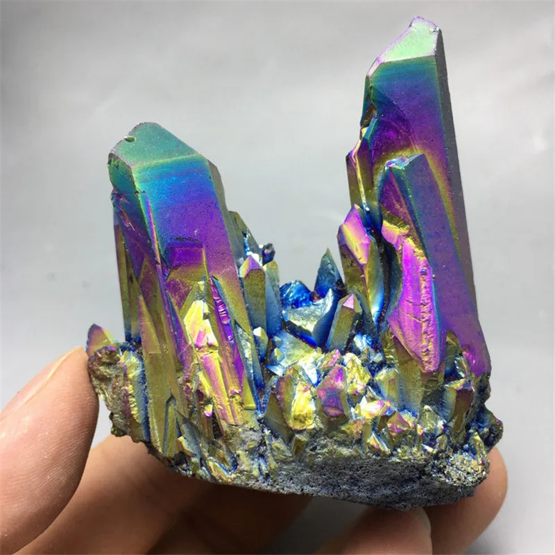 

120g color Aura Quartz Crystal Titanium Bismuth Silicon vug Rainbow
