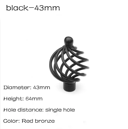 

Modern European style cabinet door handle rural wardrobe drawer handle black handle bird cage handle
