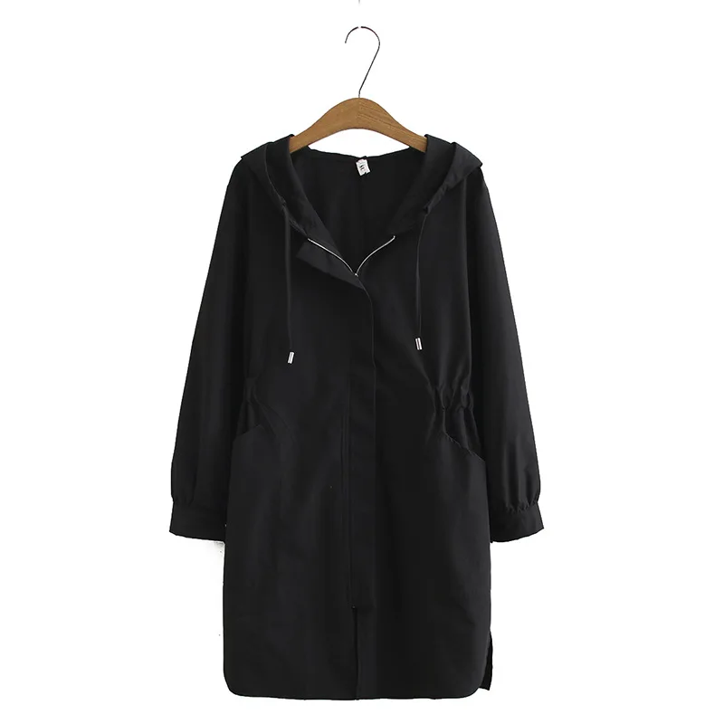 

Размера плюс женские длинные куртки с капюшоном с длинными рукавами; Сезон весна-осень; Новая модная повседневная верхняя одежда для детей