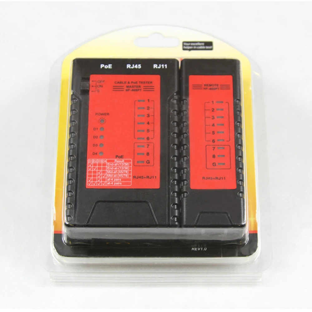 

Noyafa NF-468PT POE Cable Tester RJ45 RJ11 Lan Tester Wiremap For Network Telephone Cables With CE/RoHS/REACH