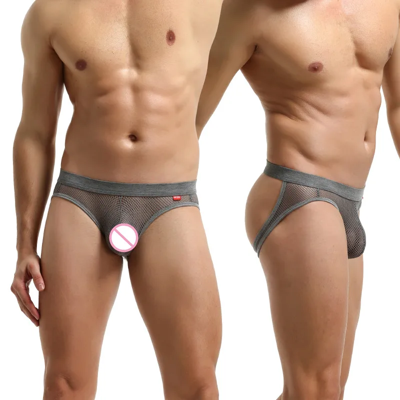 

AIIOU Mens Open Butt Underwear Transparent Thong G String Jockstraps Sissy Panties Crotchless See Through Gay Bikini Underwear