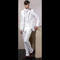 2022 new arrival notch lapel mens white suits 3 pieces hot selling fashion custom made two buttons casual wear blazer skinny