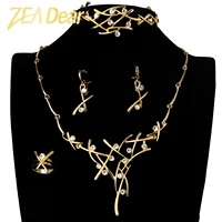 zeadear jewelry sets hot sale bohemia geometric bridal wedding earrings necklace bracelet ring for women romantic gift party