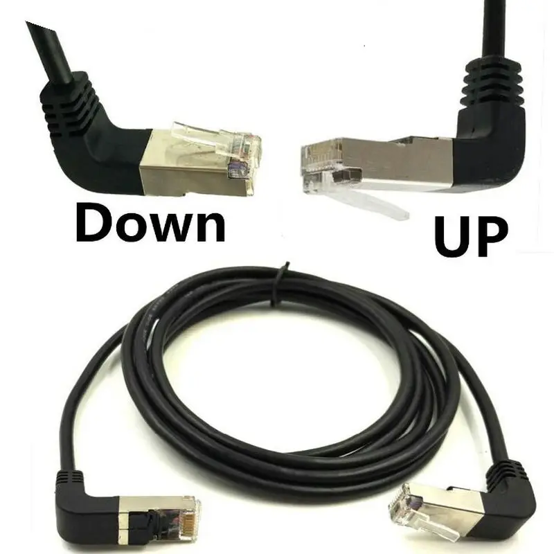 Высококачественный RJ45 кабель Ethernet Cat5 штекер-штекер угол вниз/вверх папа 90