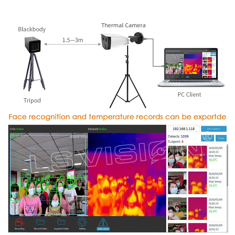 

AI Binocular Thermal Imaging Camera Non-contact Optical Bi-spectrum Fever Detection Network Bullet CCTV IP Camera Scanner