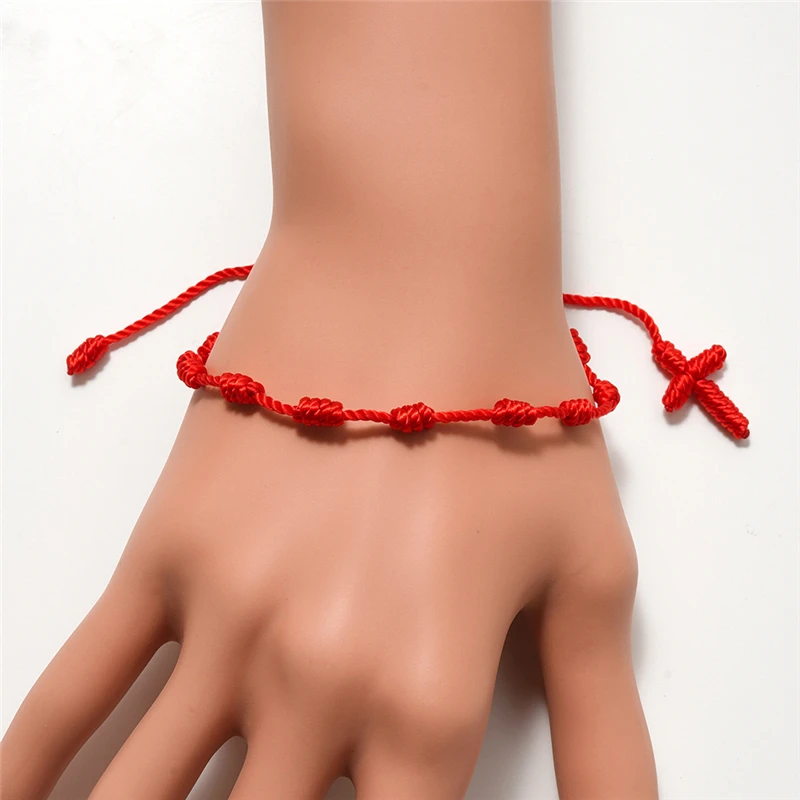 браслеты на руку Модные плетеные ручной работы с перекрестными розами красный