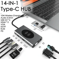usb c hub type c adapter 11 in 1 87w charger port 4k hd vga sd tf card reader 4 usb3 0 ports laptop accessories for macbook pro