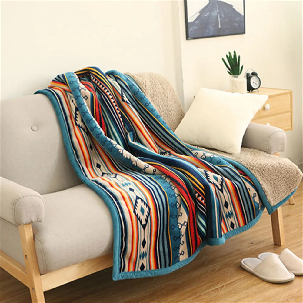

Super Soft Encanto Retro Flannel Fleece Sherpa Bohemian Couch Throw Blanket For Sofa Portable Car Travel Cover Blanket-50*60in