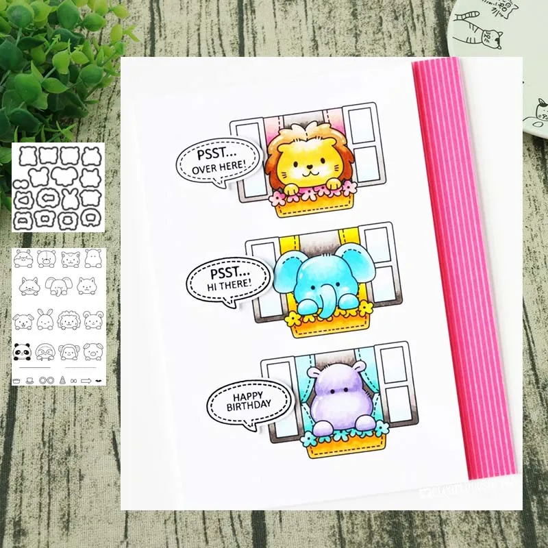 Металлические Вырубные штампы с головой животного и прозрачные трафареты для