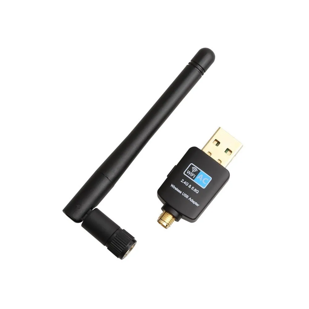 

USB WiFi Adapter External 2dbi Antenna Dual Band 2.4GHz/5.8GHz WiFi Card for Desktop Laptop Support Windows XP/Win7/8/10