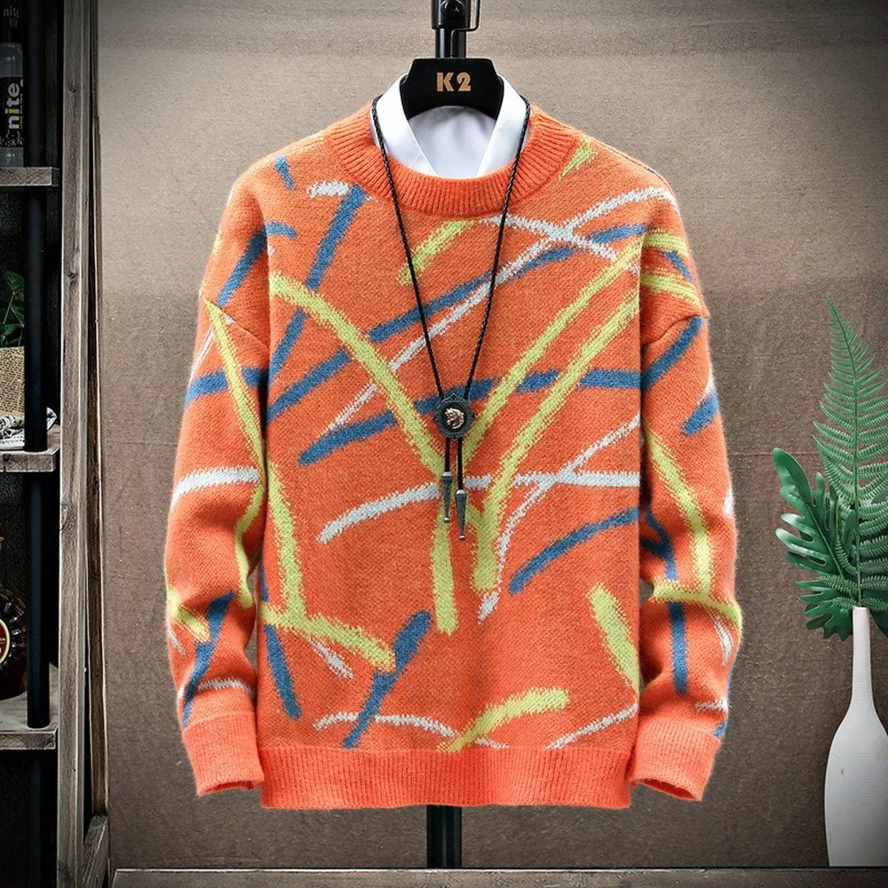 

Мужские пуловеры HYHY, свитер в полоску, мужской свитер с круглым вырезом, рубашки с длинным рукавом, мужские Осенние Теплые Топы, модная одежд...