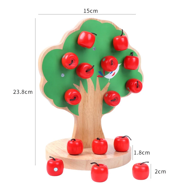 

Montessori Toys Educational Wooden Toys for Children Early Learning Materials Kids Preschool Teaching Magnetic Apple Tree Game