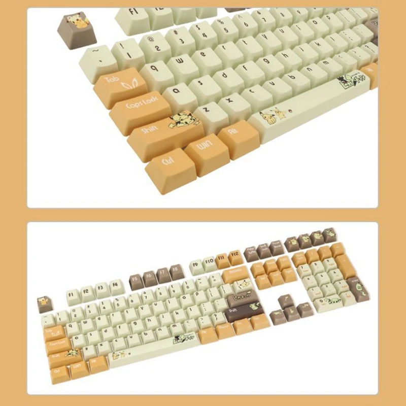 

Dye Sublimation-Pikachu PBT Opaque Keycap Personality 108 Key Keycap Cross Keycap X Structure Technology