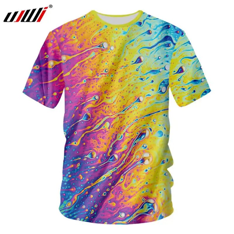 

Футболки UJWI, с 3D-принтом, разноцветные, уличные, повседневные, для мужчин и женщин, летние топы с коротким рукавом
