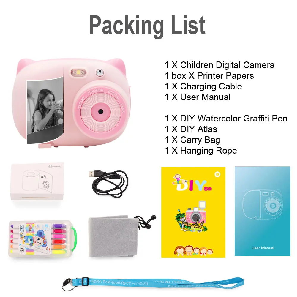 Детская мини камера Мгновенной Печати Граффити фото принтер Wifi 1080P 15