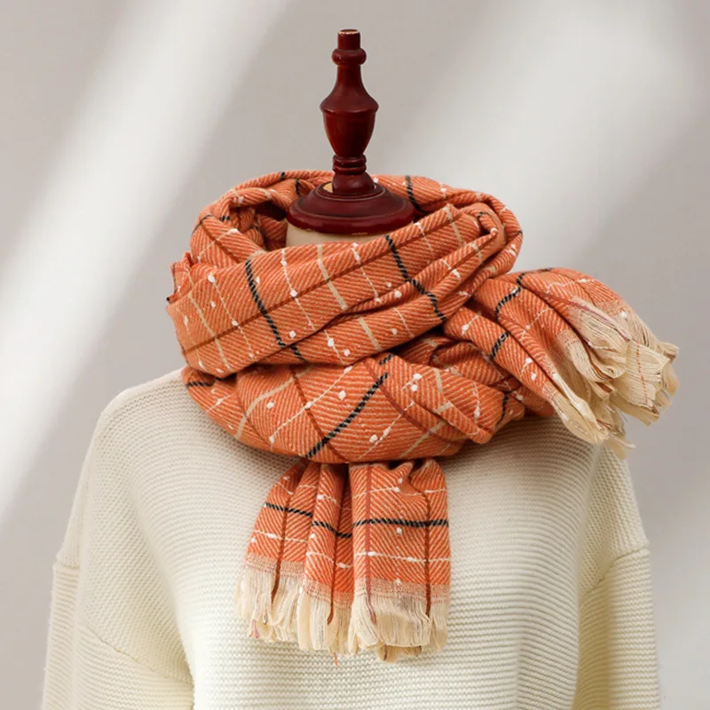 

2021 зимний кашемировый шарф, женское теплое одеяло из пашмины, клетчатые шарфы, Женская шаль, женский платок, модная бандана, пончо, хиджаб