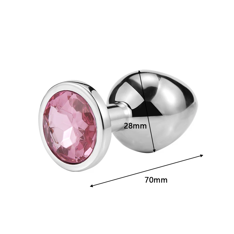 Пробка Анальная маленькая/средняя гладкая металлическая пробка с кристаллом