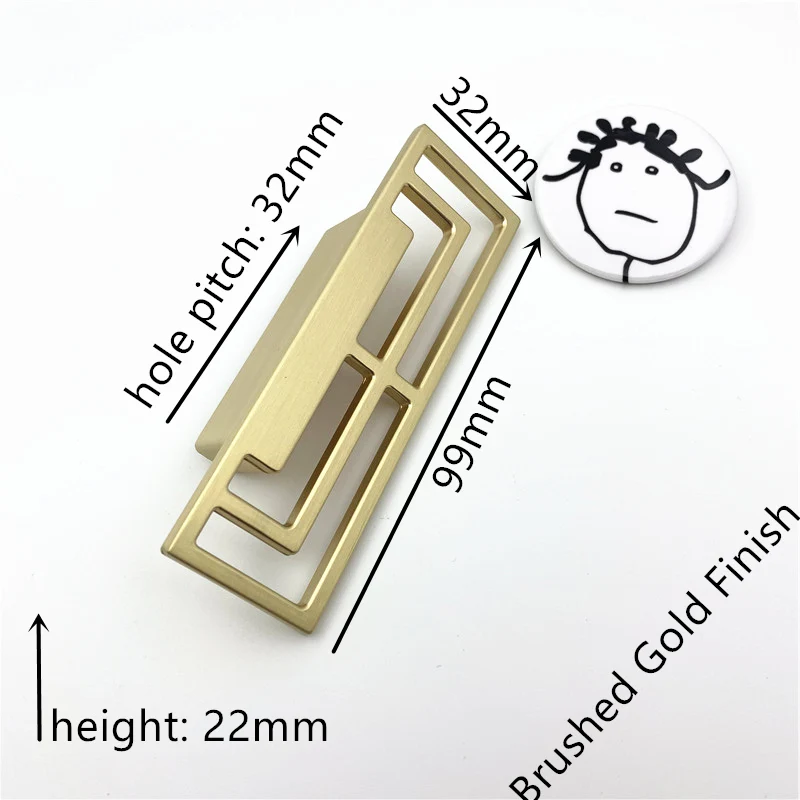 brushed gold 32mm LCH, Древний китайский стиль, новинка, цинковый сплав, черный, золотой, медный цвет, ручка для шкафа, выдвижная ручка для ящика, дверная тяга, статическое оборудование - Цвет: brushed gold 32mm