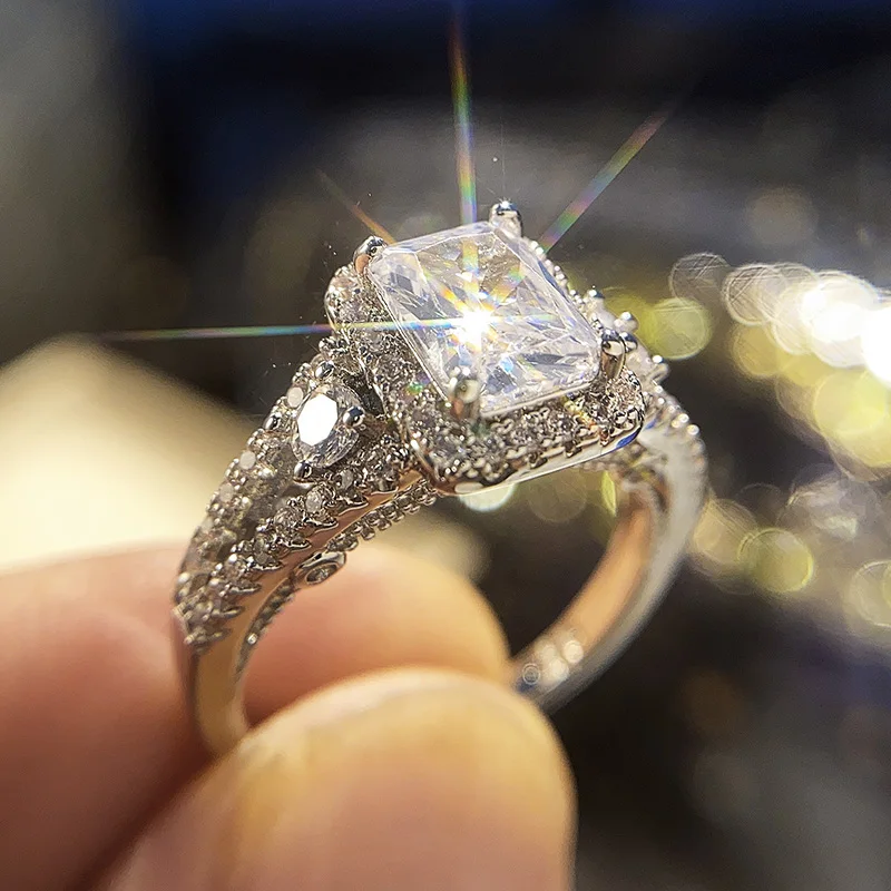 Huitan серебряный цвет Великолепные обручальные кольца для женщин Высокое качество