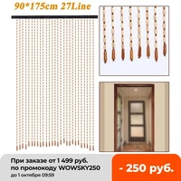 27 line classic wooden bead curtains 175x90cm fly screen hanging strips wooden beans curtain divider for home door porch window