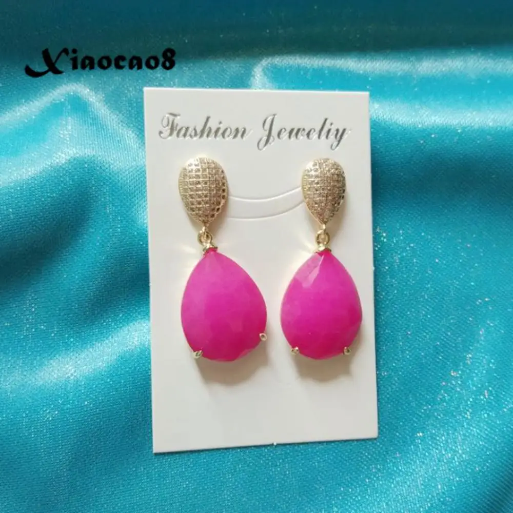 Женские серьги-подвески с камнями розовые красные зеленые синие серьги