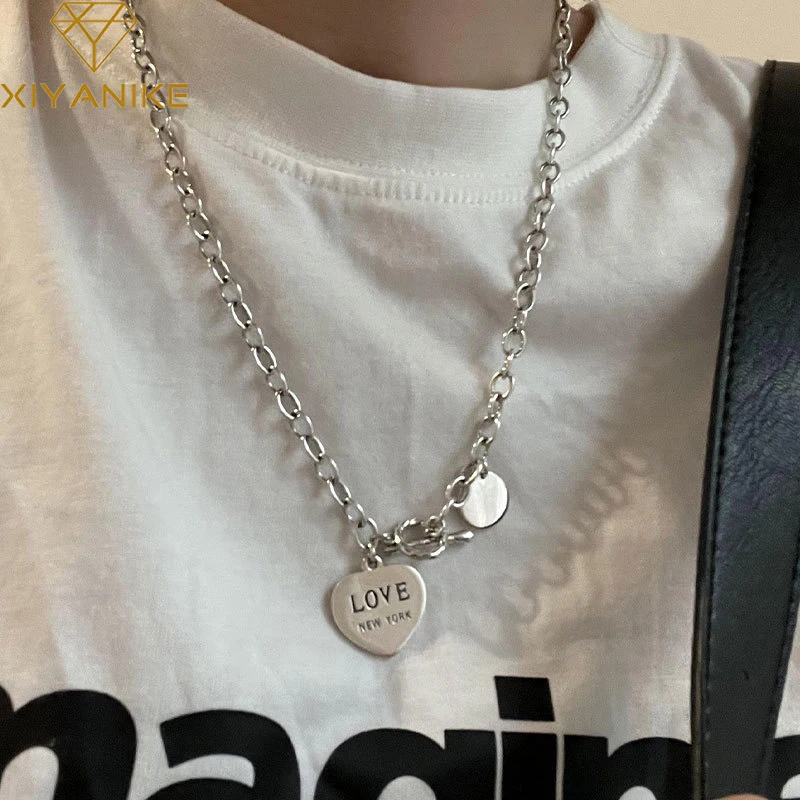 

Ожерелье GOLDRIA из стерлингового серебра 925 пробы с подвеской в виде букв любовного сердца для женщин с пряжкой модные ювелирные изделия кругл...