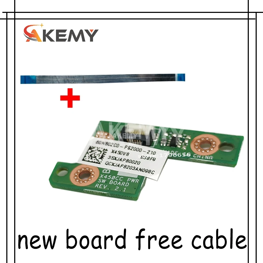 

Akemy New ew Original Power button switch board with cable For Asus A450C X452C Y481C X450LD Y481L X452L X450LA A450L board