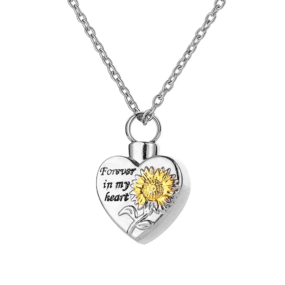 Unisex Sunflower Forever in My Heart Pendant Chain Necklace Memorial-Jewelry Charm Statement Jewelry clavicle chain | Украшения и