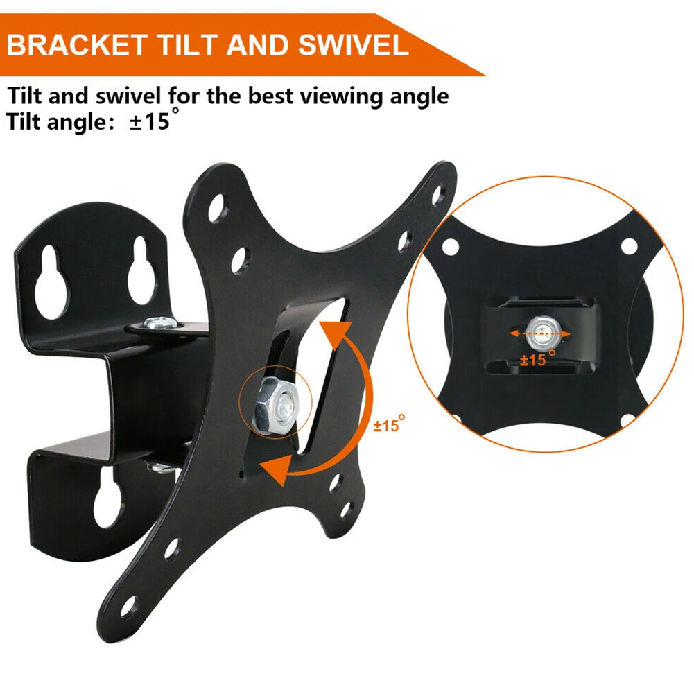 TV Wall Mount Home Durable Holder Bracket Swivel Universal Tilt Steel Black Easy Install Monitor Stand For Computers Adjustable |
