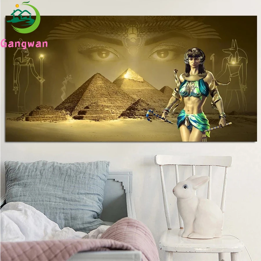 

Алмазная картина Стразы с изображением египетской королевы, картина из больших круглых страз с изображением пирамиды, символа глаз и ночи