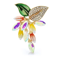 wulibaby crystal enamel grape brooches for women unisex 4 color rhinestone flower party office brooch pin gifts