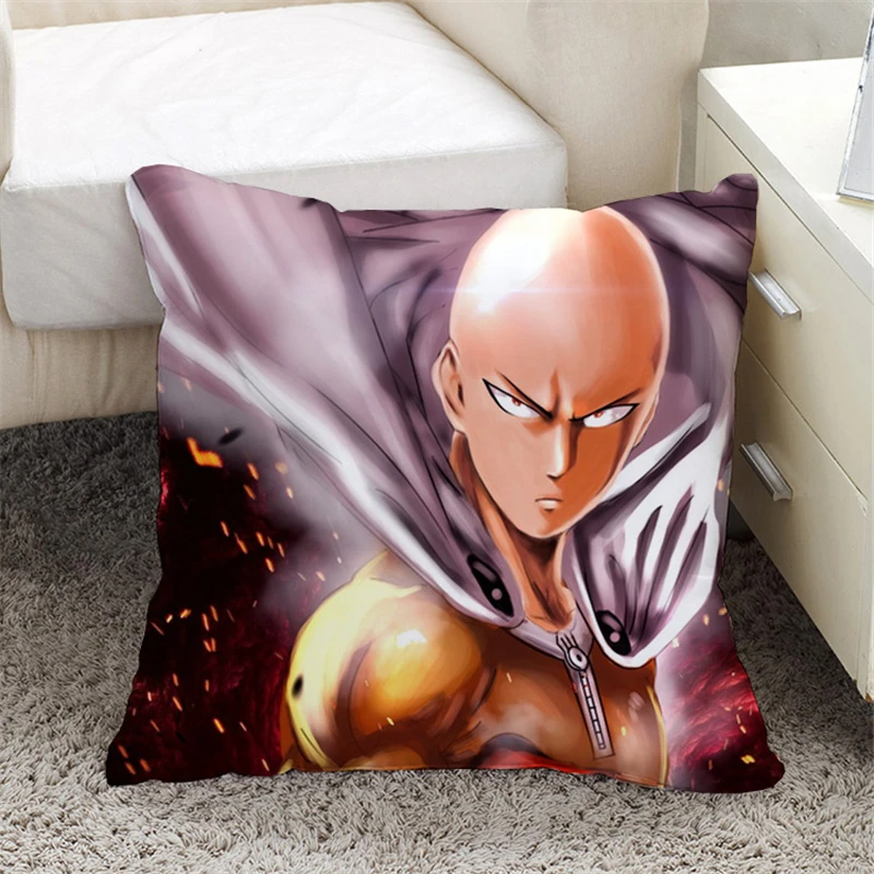Квадратная Подушка 45*45 см с изображением персонажей аниме One-Punch Man чехол