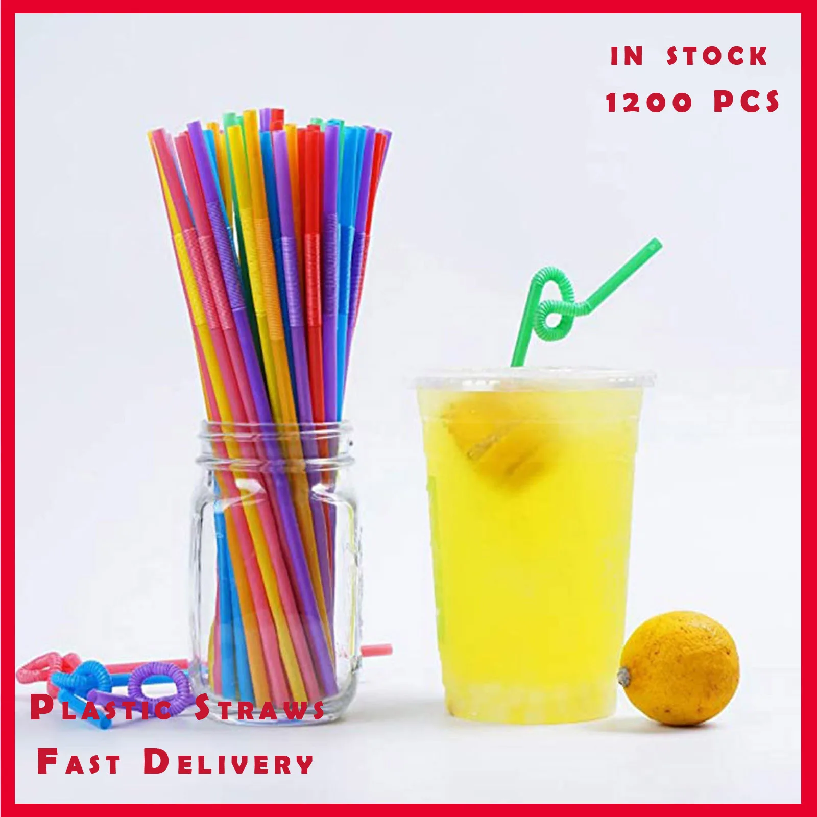 

1200pcs Multicolor Straws Extra Long Plastic Drinking Straws for Party Weddings Celebrations Bar Juice Drinking Supplies